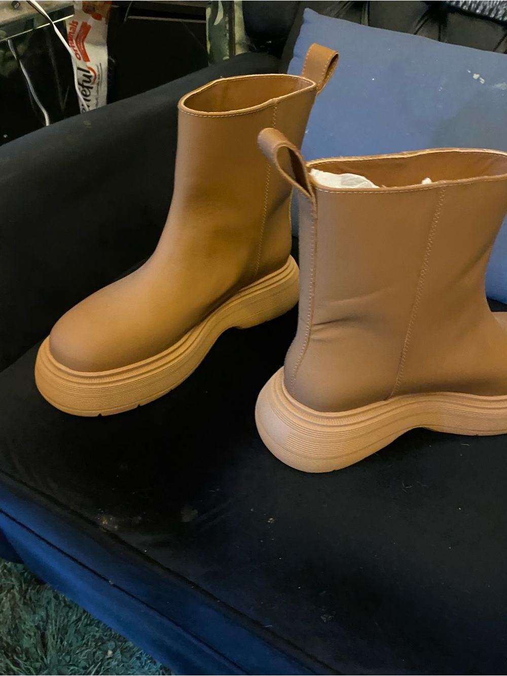 Gia Borghini Chunky Platform Chelsea Boots in Tan